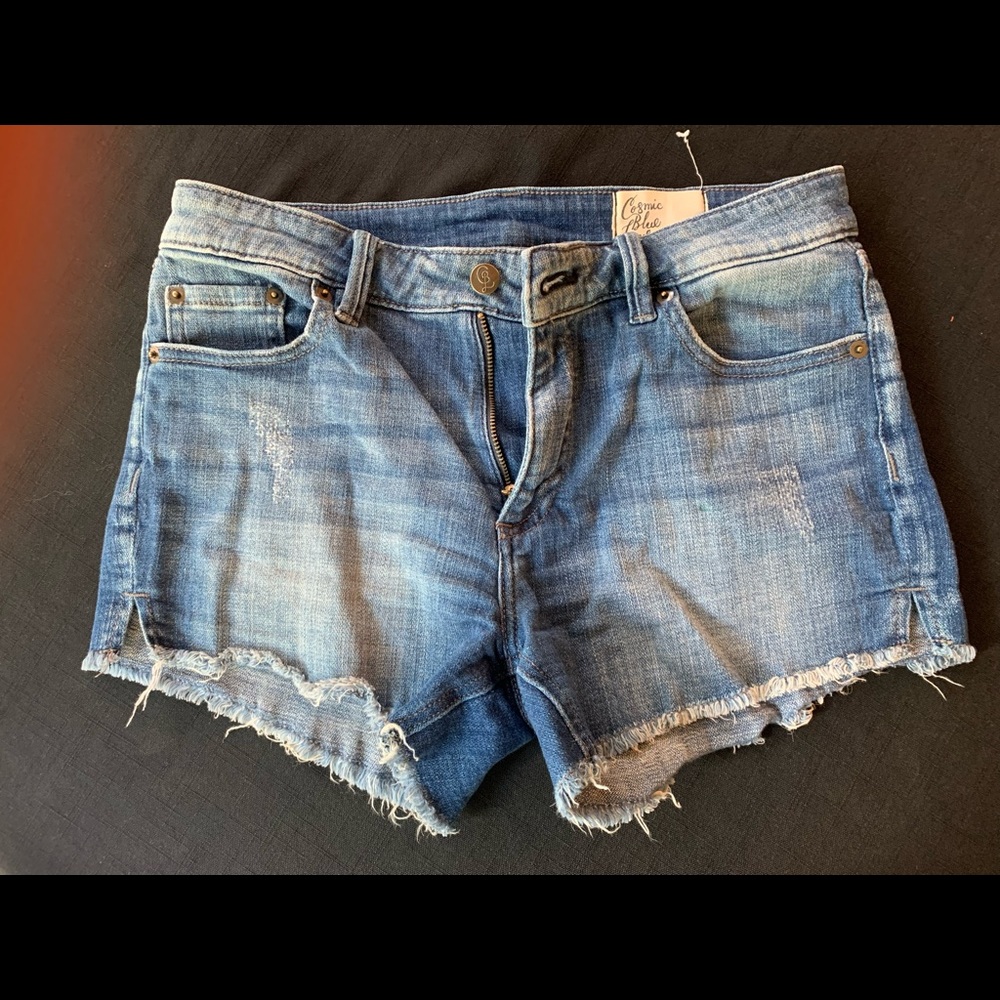 Womens Cutoff Denim Shorts by Cosmic Blue Love, Size 28. No flaws, like new.